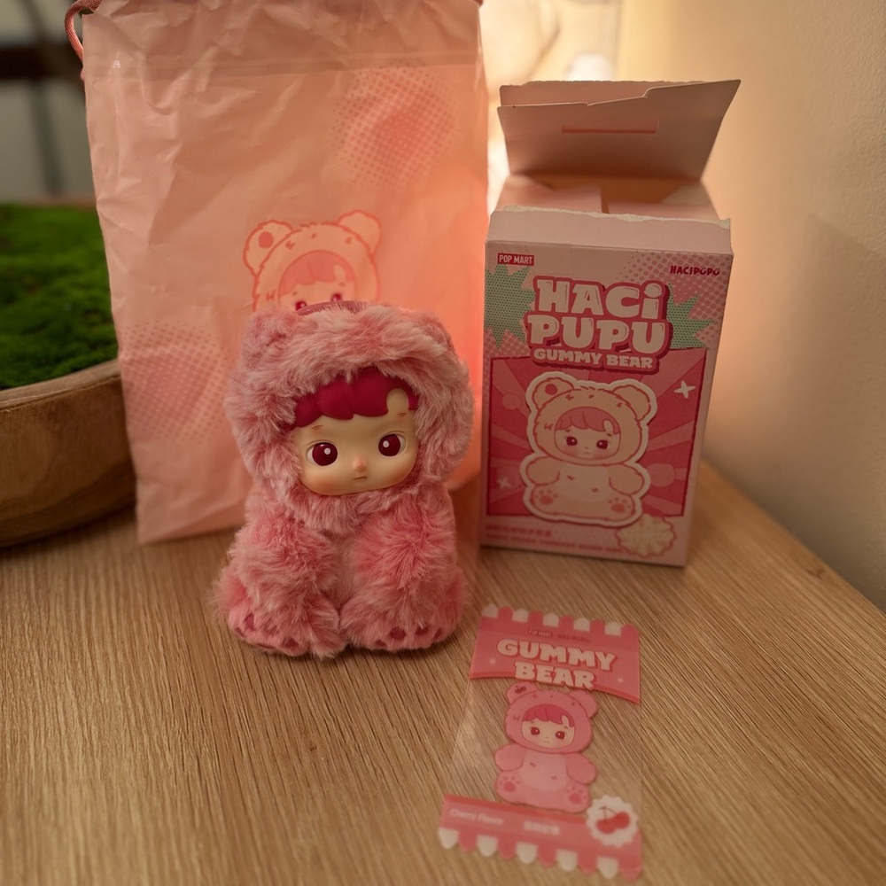 Pink Haci Pupu Gummy Bear Figure cherry